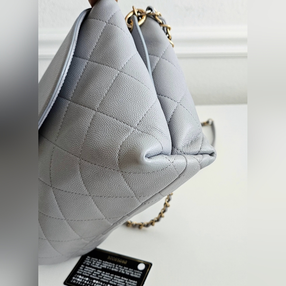 Chanel Gray Caviar Leather Top Handle Two-way Flap Bag - Picture 9 of 16